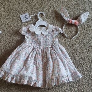 Haute Hippie Baby Toddler 18M Easted Bunny Floral Dress Ears Headband